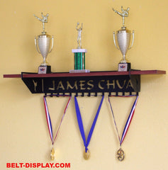 Martial Arts Trophy Shelf and Medal Display Combo