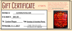 Gift certificate page